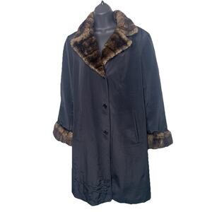 Andrew Marc Jacket Faux Fur Collar Cuffs Black Coat Women’s Size Medium
